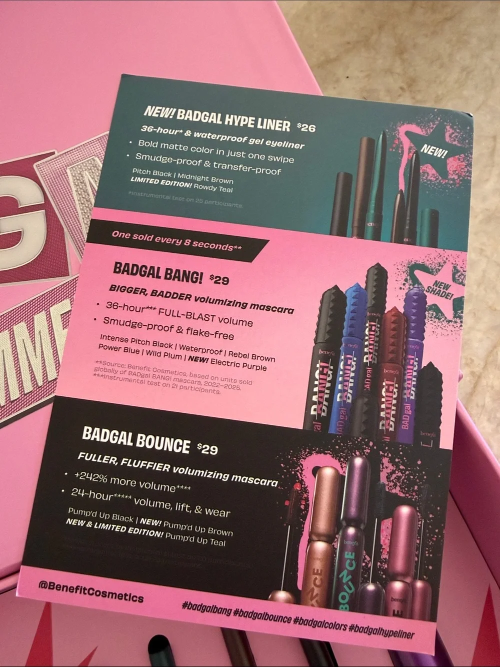 New Benefit BadGal bang mascara and hype liner PR box